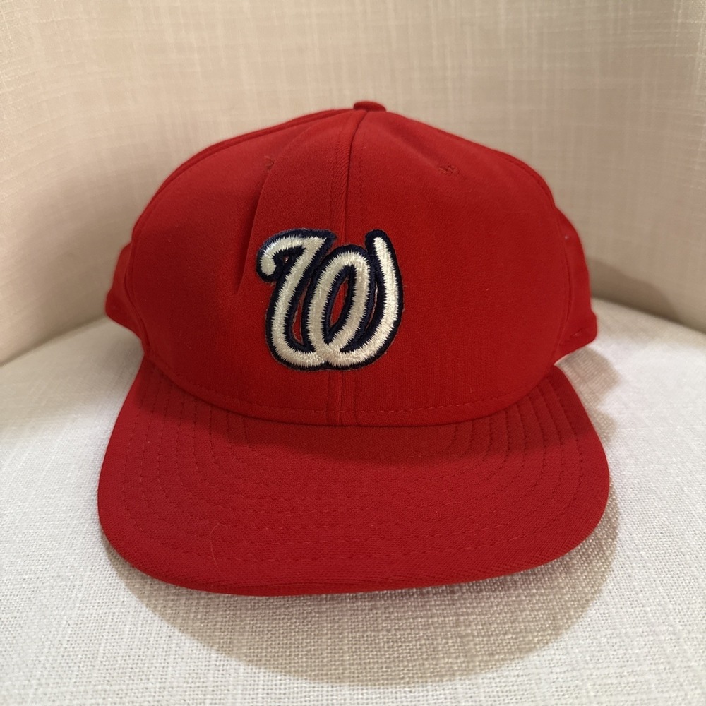 Washington Nationals Curly‎ Logo Snapback Hat AJD Brand NWOT New Vintage MLB Red
